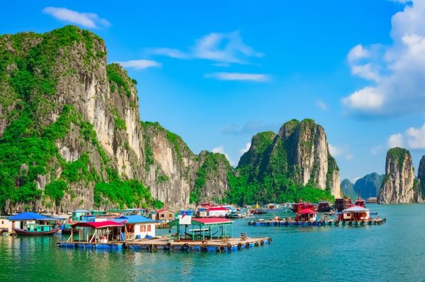 Fishing village in Halong Bay