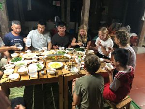 Guest's enjoying family dinner in Ba Be National Park