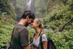 Lovely couple in Love Waterfall Sapa