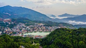 View of Sapa Town from the top of Ham Rong Mountain