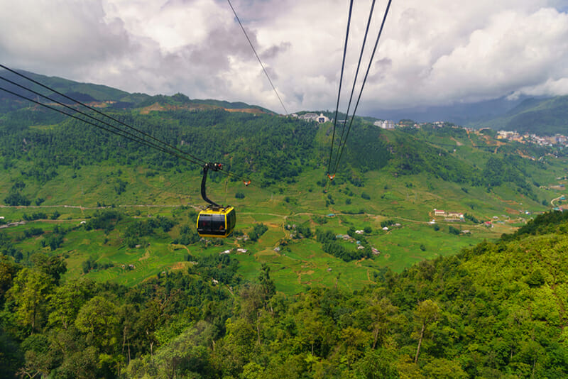 Views to Sapa area from Fansipan cable car